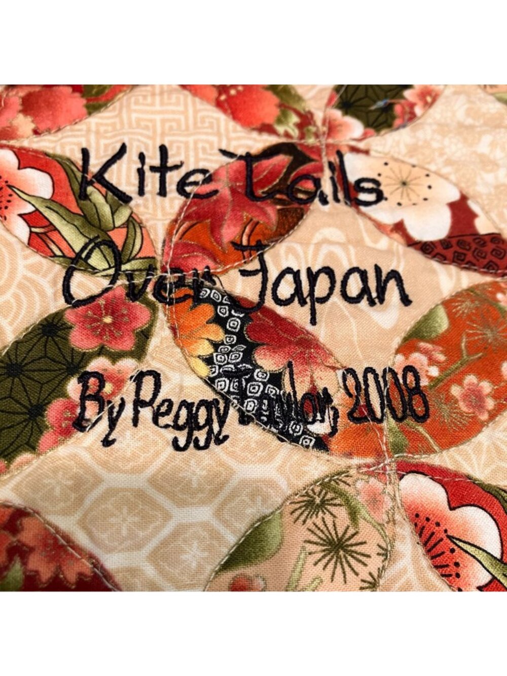 Peggy Taylor 2008 Kite Tails Over Japan Geisha Quilt Blanket 52" x 64" AN NWOT - Picture 4 of 12